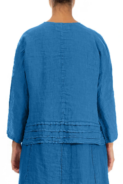 Offene kobaltblaue Leinenjacke aus Gaze