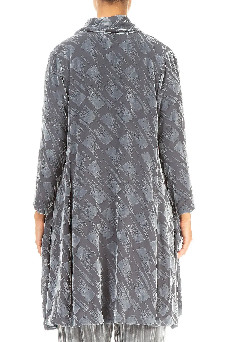 Open Devoré Brush Silver Silk Velvet Jacket