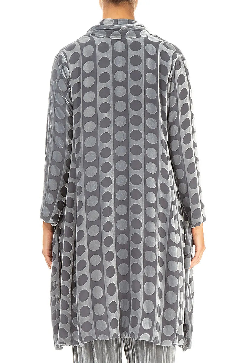 Open Devoré Bubble Lines Silver Silk Velvet Jacket