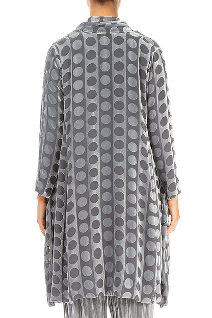 Jacke aus silbernem Seidensamt mit offener Devoré-Blasenmusterung