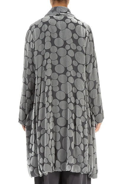 Veste ouverte en velours de soie argentée Devoré Bubbles