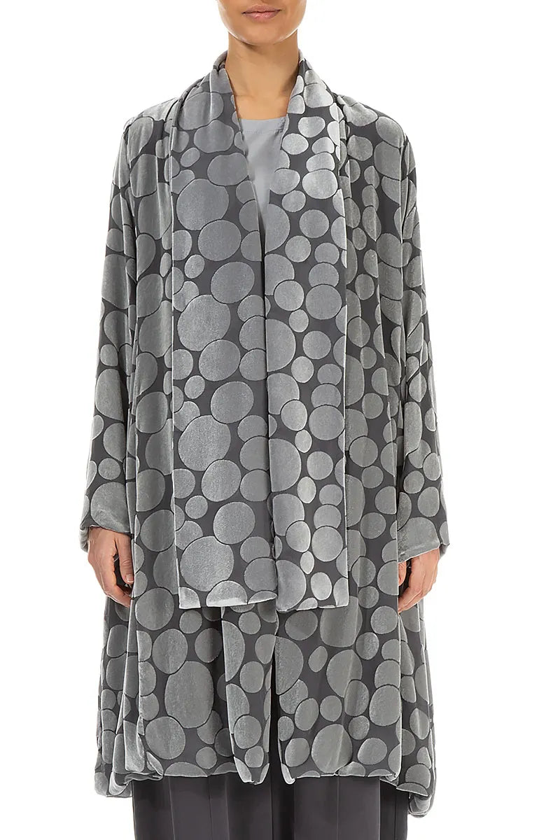 Open Devoré Bubbles Silver Silk Velvet Jacket