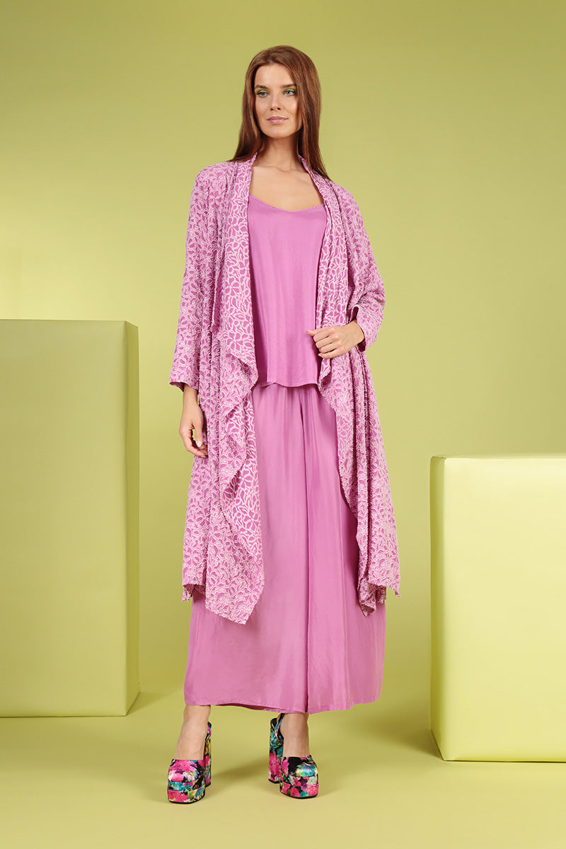 Open Floral Wild Berry Silk Jacket 6