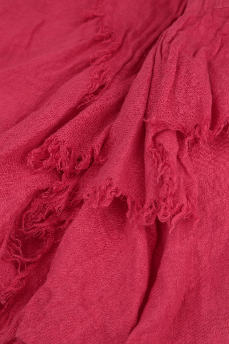 Open Fringed Raspberry Linen Jacket 5