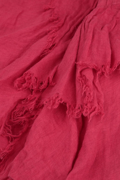 Open Fringed Raspberry Linen Jacket 5