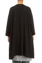 Open Front Black Linen Jacket 2