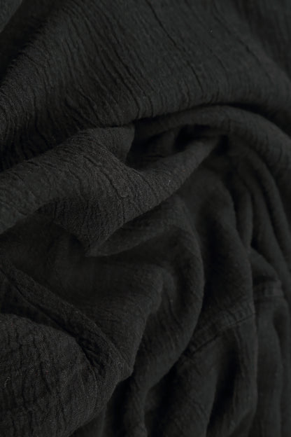 Open Front Black Textured Linen Jacket 6