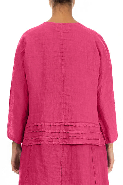 Veste en lin de gaze fuchsia ouverte