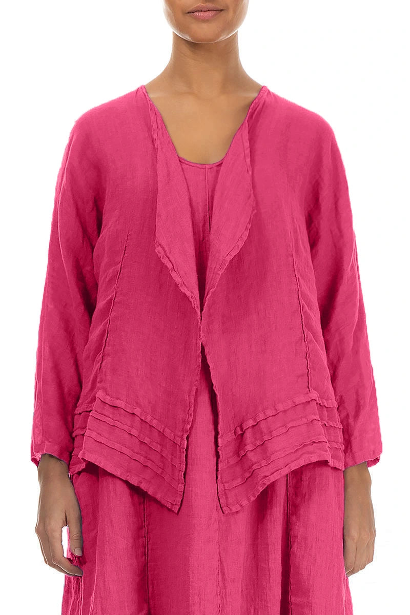 Veste en lin de gaze fuchsia ouverte