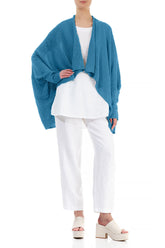 Open Longer Back Denim Linen Cardigan 4