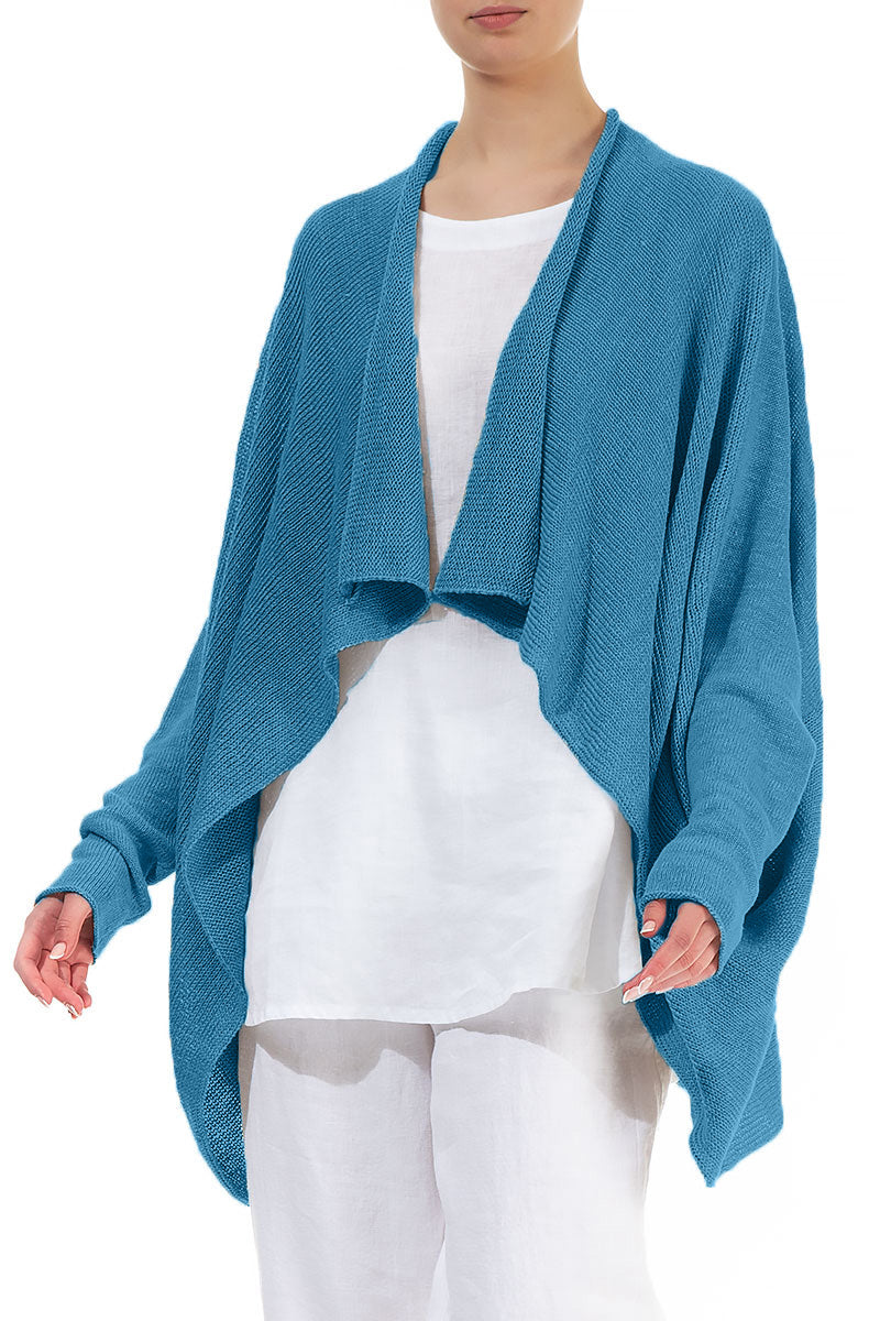 Open Longer Back Denim Linen Cardigan 3