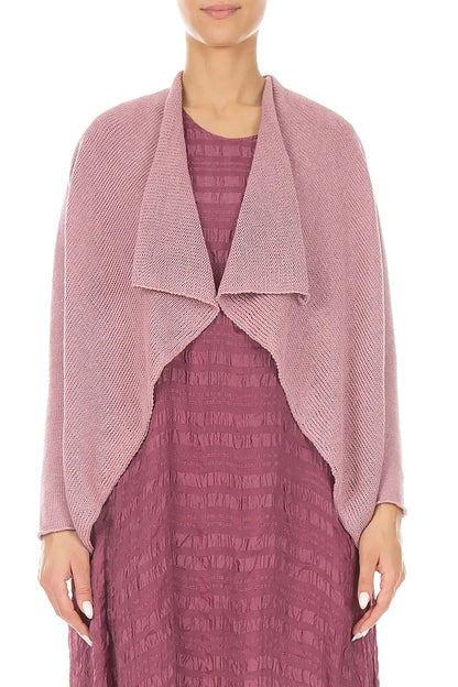 Open Longer Back Mauve Pink Linen Cardigan 1