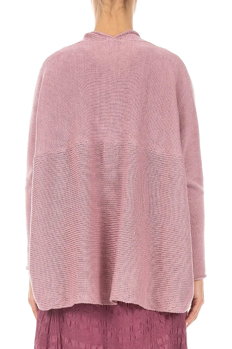 Open Longer Back Mauve Pink Linen Cardigan 2