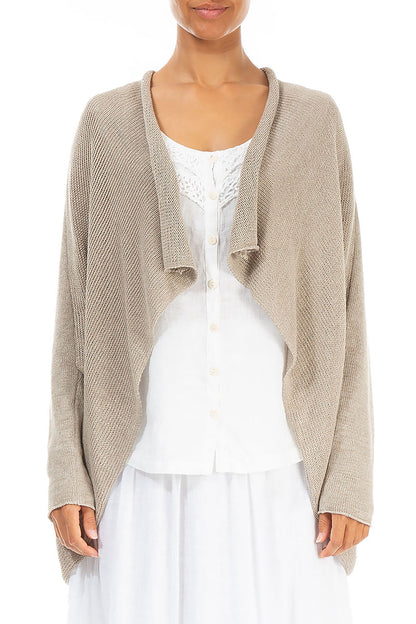Open Longer Back Natural Linen Cardigan 1