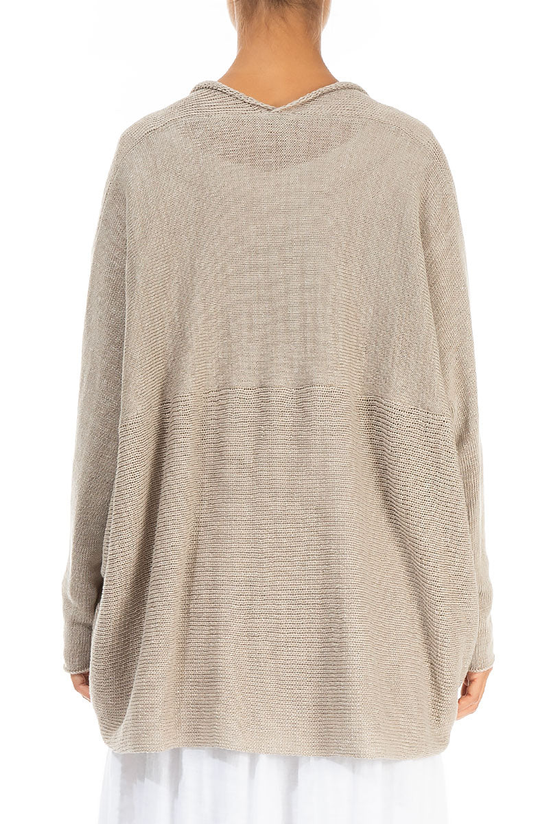 Open Longer Back Natural Linen Cardigan 2