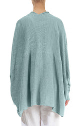 Open Longer Back Sky Blue Linen Cardigan 2