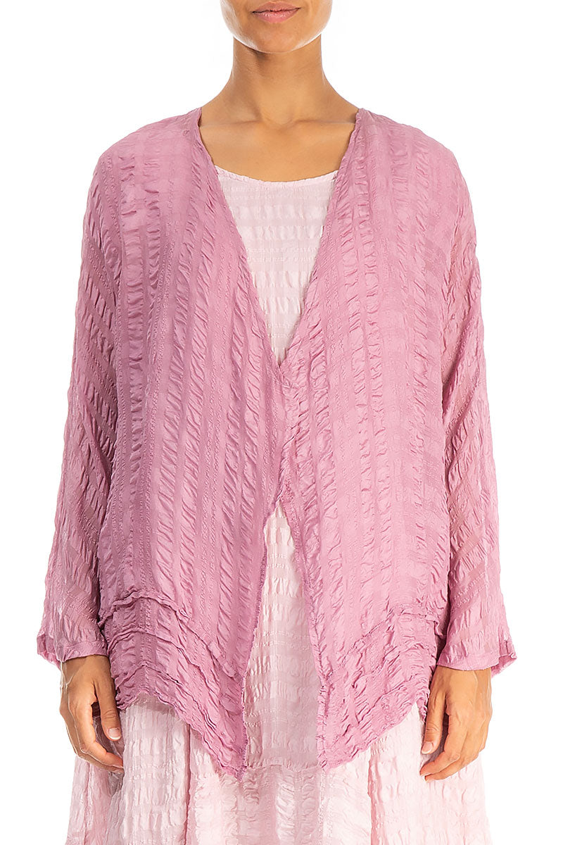 Open Mauve Taupe Textured Silk Jacket 1