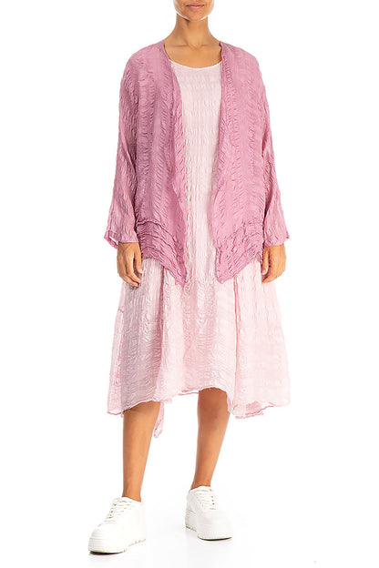 Open Mauve Taupe Textured Silk Jacket 4