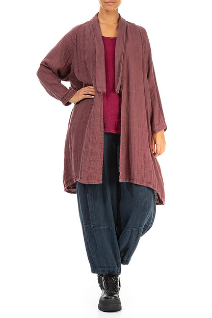 Open Merlot Textured Linen Jacket 4