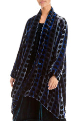 Open Patterned Blue Silk Velvet Jacket 3