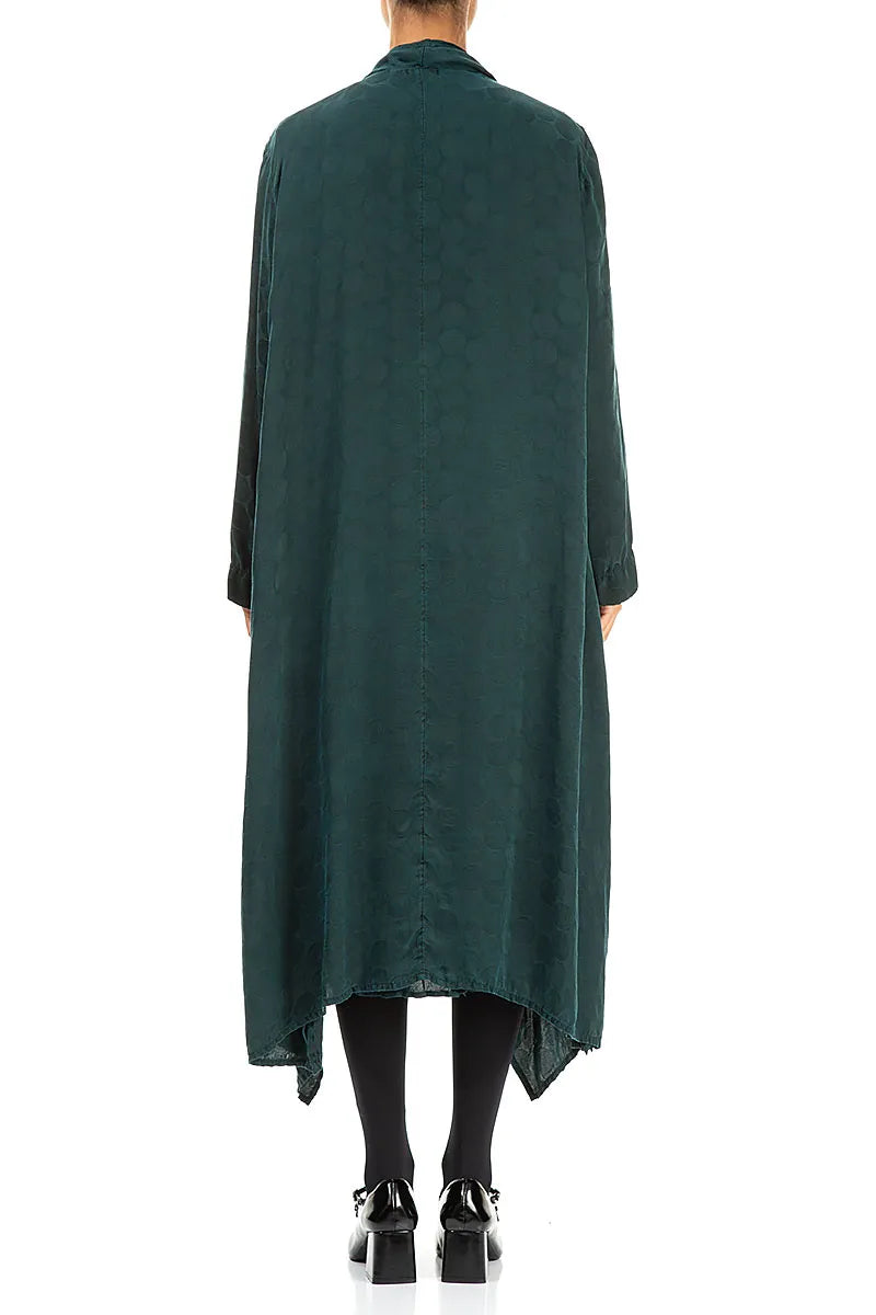 Open Peacock Rosette Textured Silk Waterfall Jacket