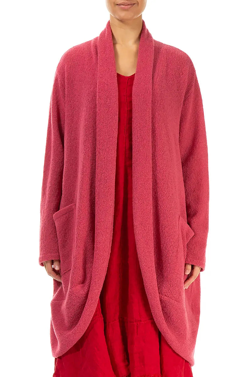 Offener rosa Punch Wollcardigan