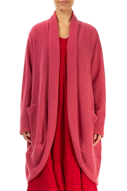 Offener rosa Punch Wollcardigan