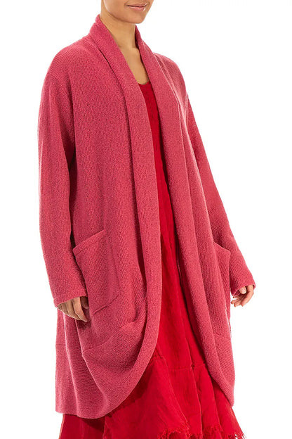 Offener rosa Punch Wollcardigan
