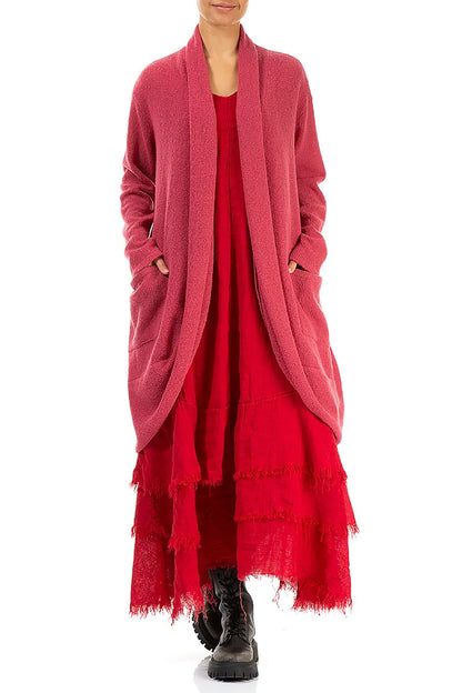 Offener rosa Punch Wollcardigan