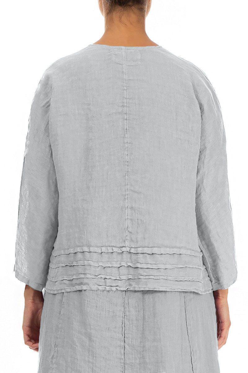 Open Silver Grey Gauze Linen Jacket 2