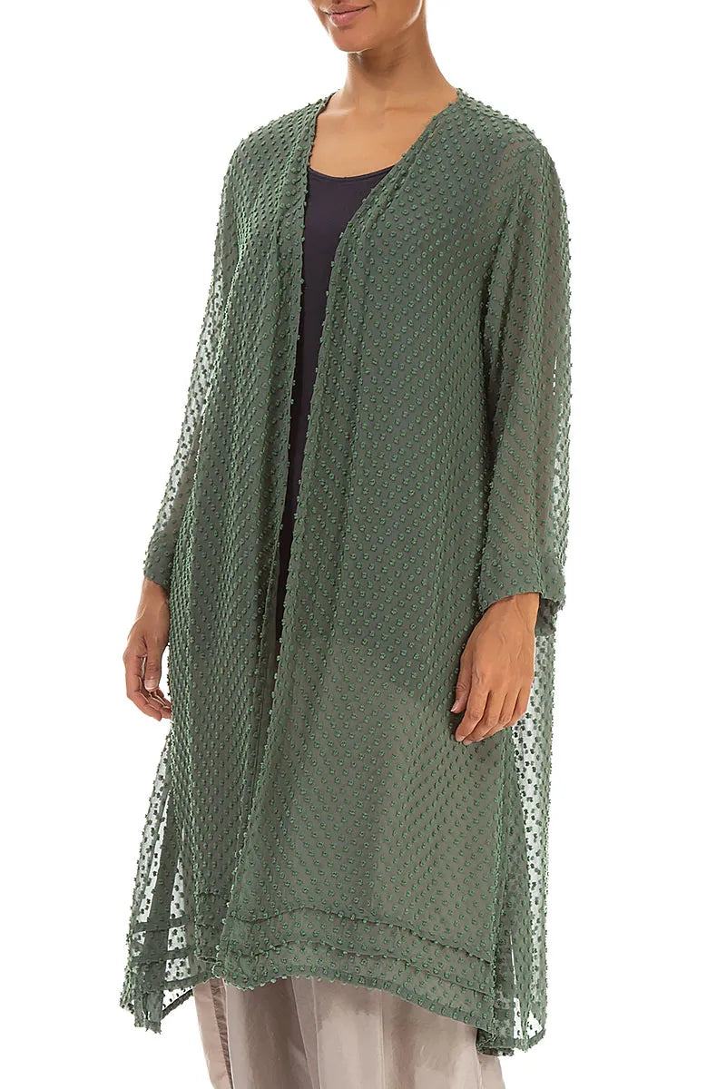 Veste en soie à pois sauge Open Type