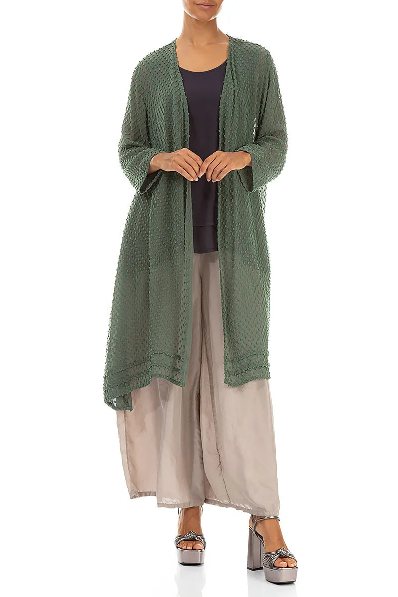 Veste en soie à pois sauge Open Type