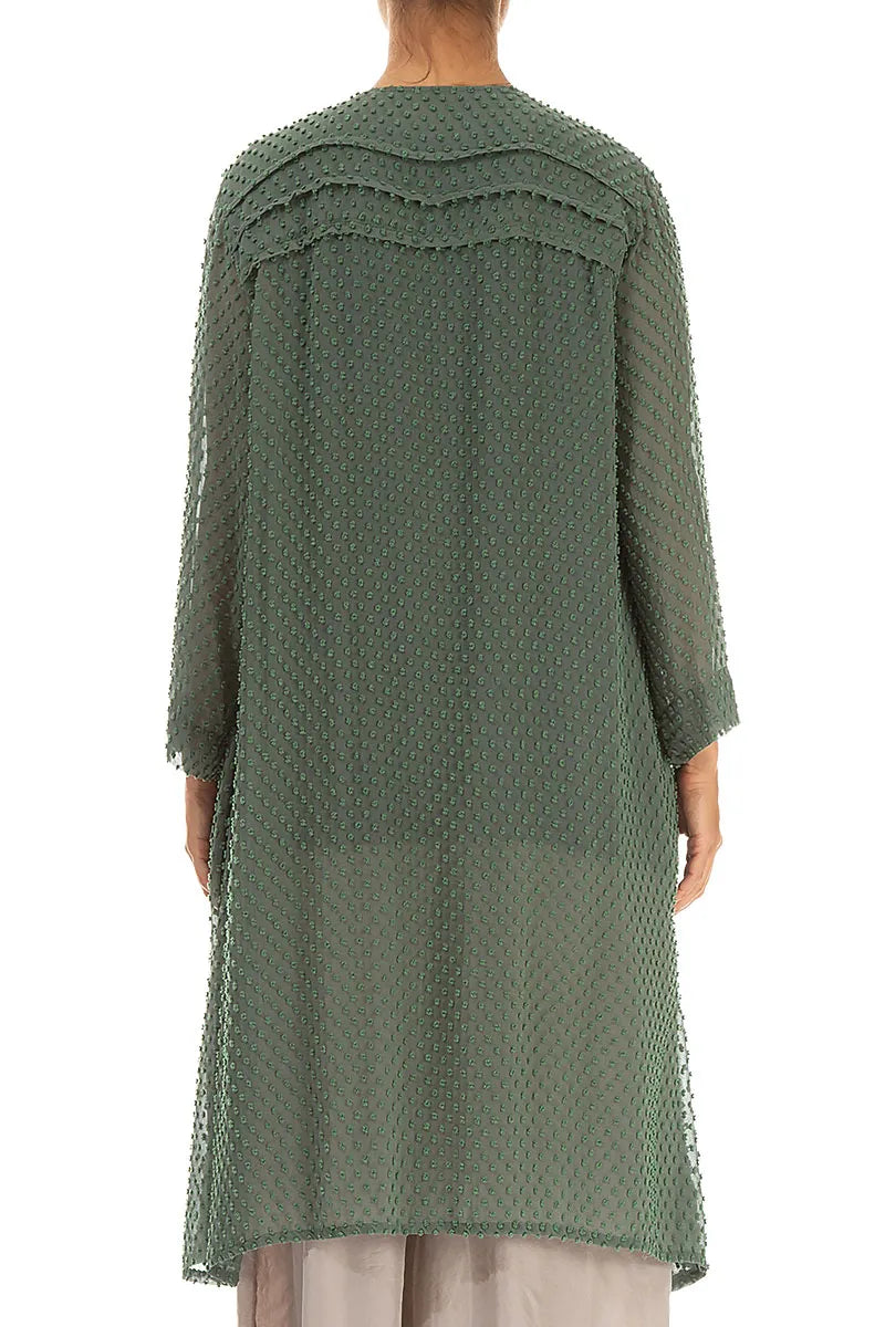 Veste en soie à pois sauge Open Type