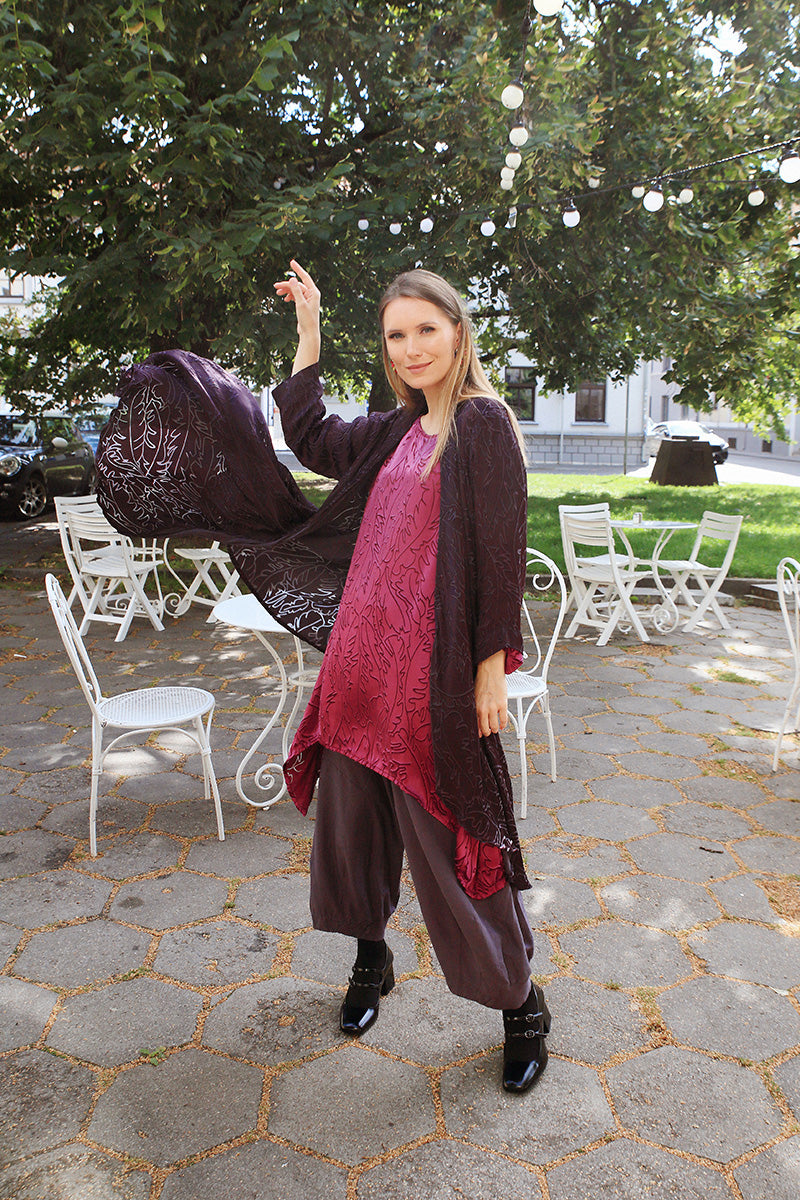 Open Vintage Violet Devoré Feather Silk Jacket 5