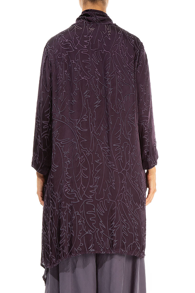 Open Vintage Violet Devoré Feather Silk Jacket 2