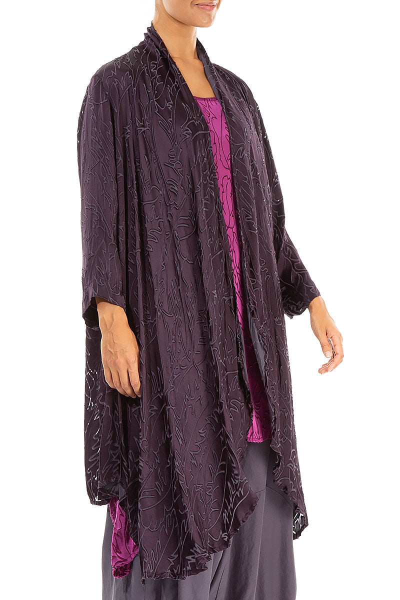 Open Vintage Violet Devoré Feather Silk Jacket 3