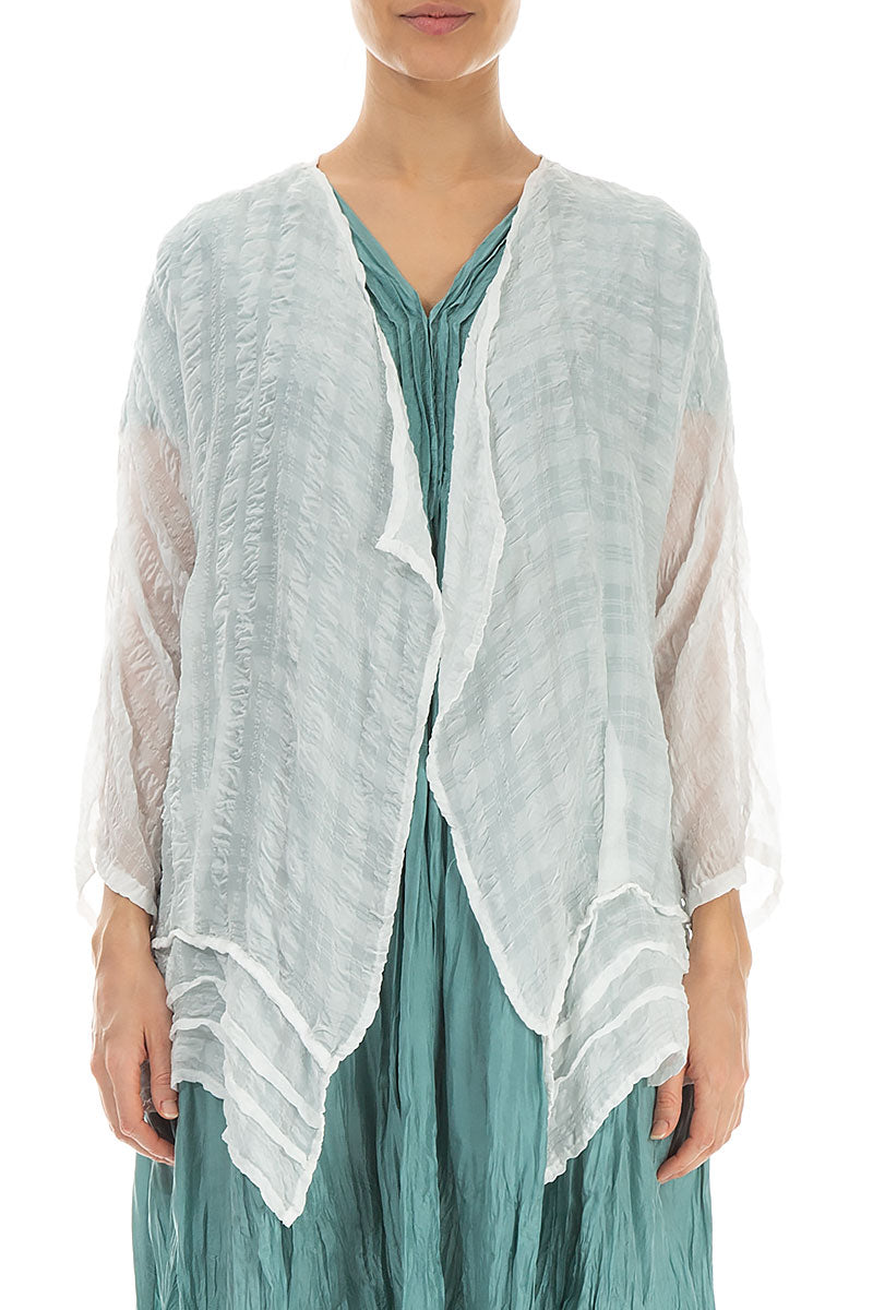 Open White Textured Silk Jacket 1