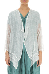 Open White Textured Silk Jacket 1