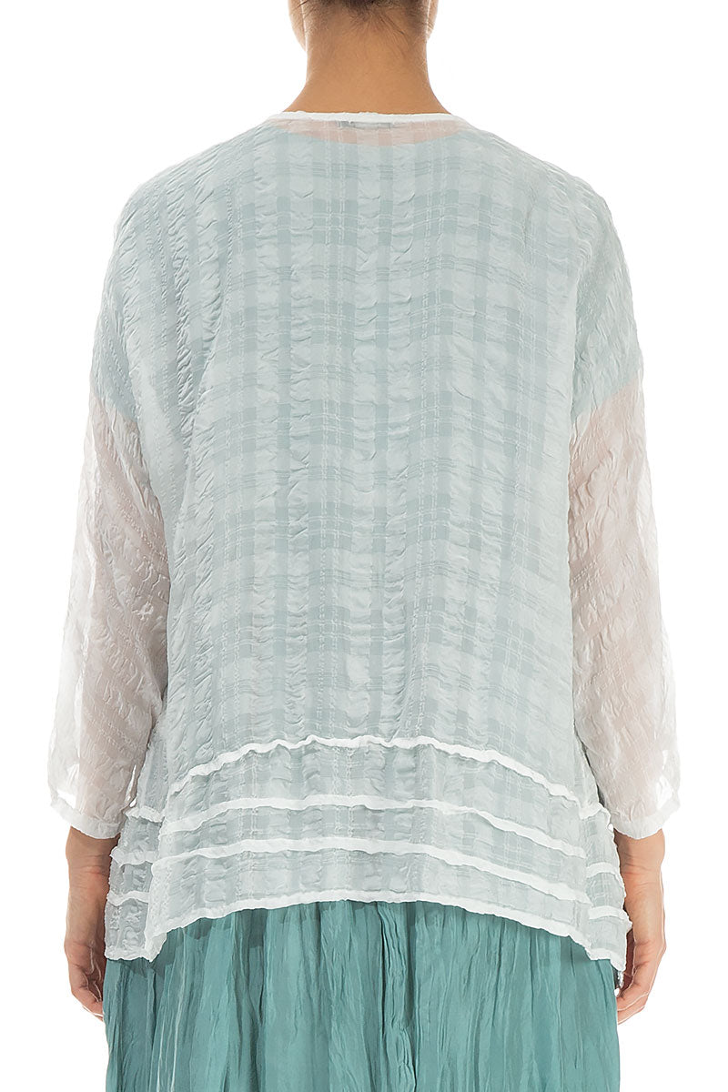 Open White Textured Silk Jacket 2