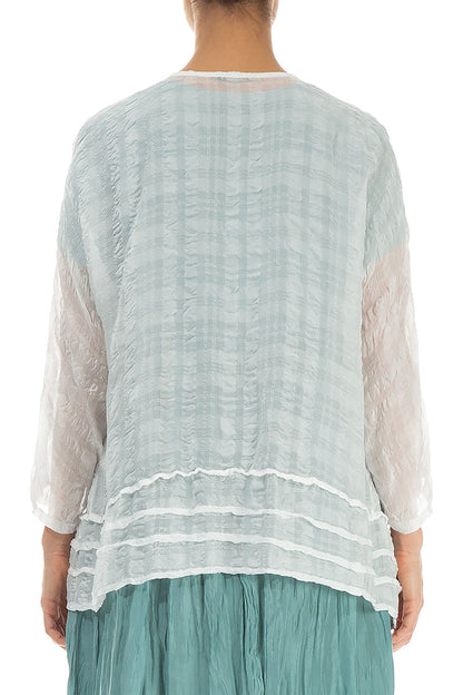 Open White Textured Silk Jacket 2
