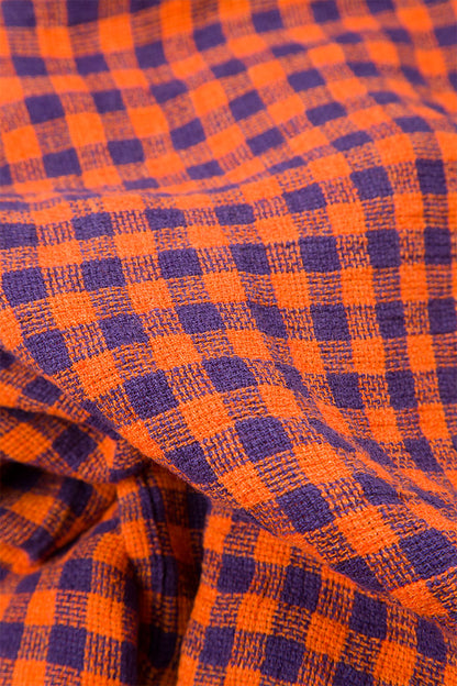 Orange Check Linen Jacket Blouse