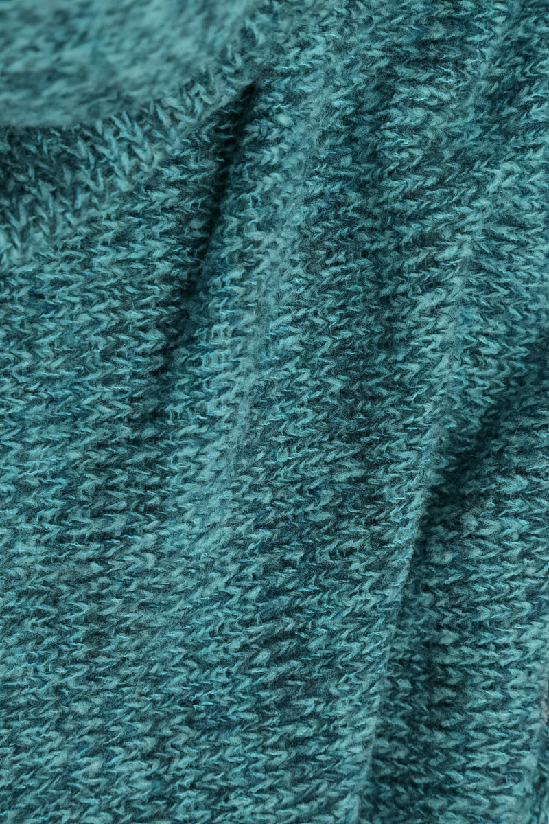 Oversized Deep Teal Silver Metallic Mélange Wool Sweater 6