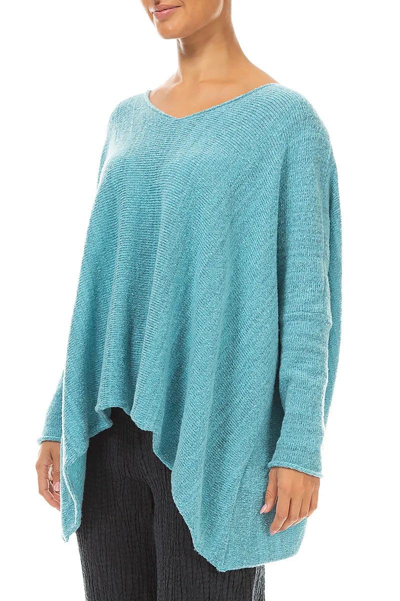 Oversized Ice Blue Mélange Wool Sweater 3