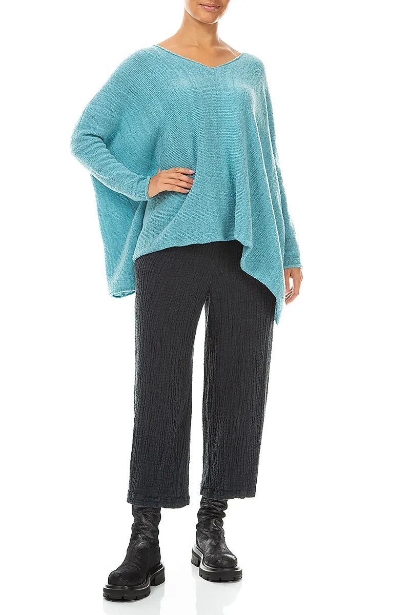 Oversized Ice Blue Mélange Wool Sweater 4