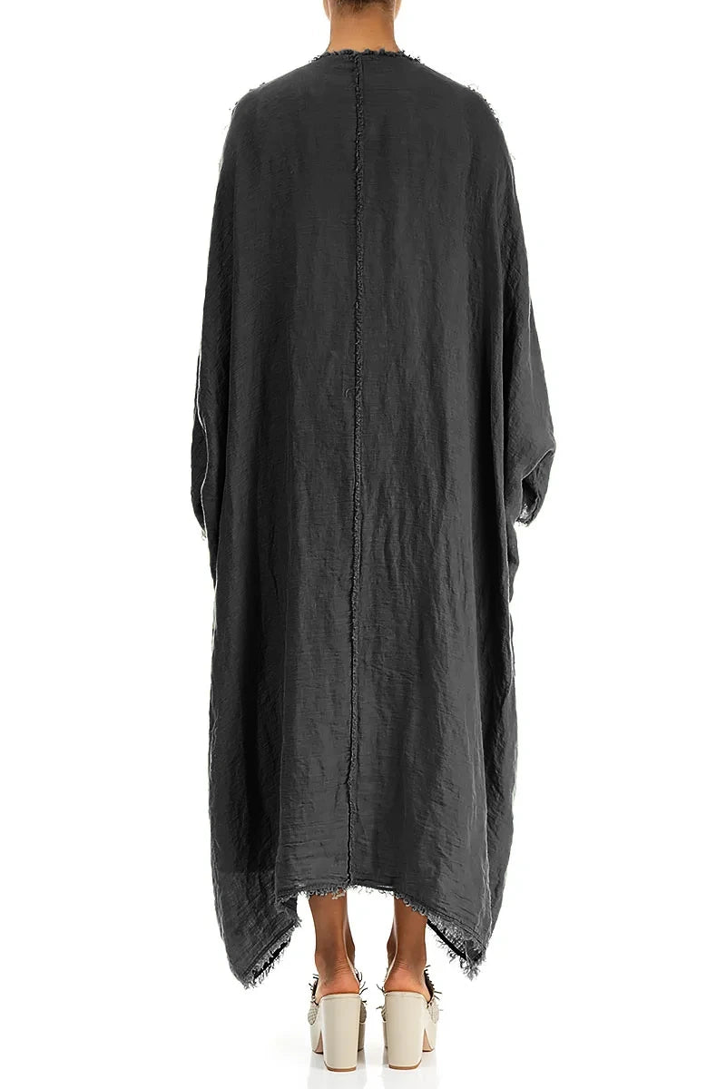 Veste en lin gaze oversize graphite à bords francs