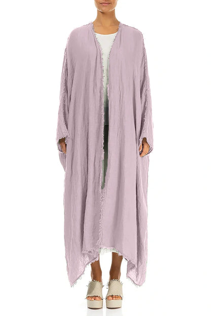 Oversized Raw Edge Lilac Gauze Linen Jacket