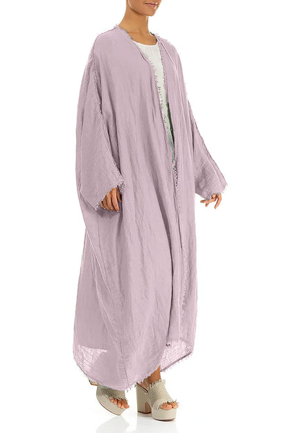 Oversized Raw Edge Lilac Gauze Linen Jacket