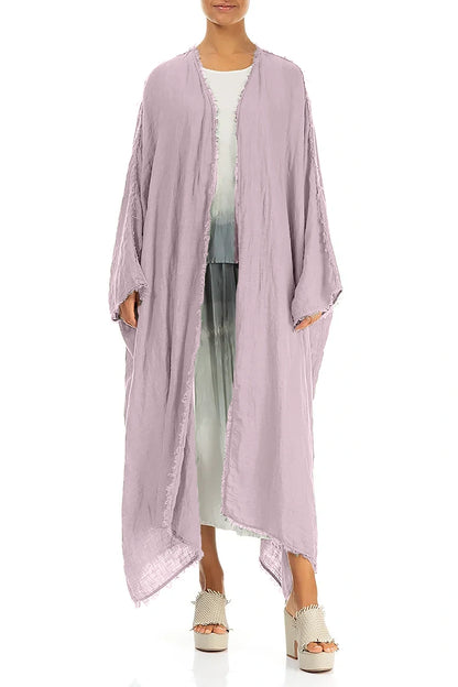 Oversized Raw Edge Lilac Gauze Linen Jacket