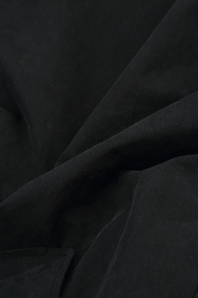 Zipped Pockets Black Cotton Pinafore Dress 5