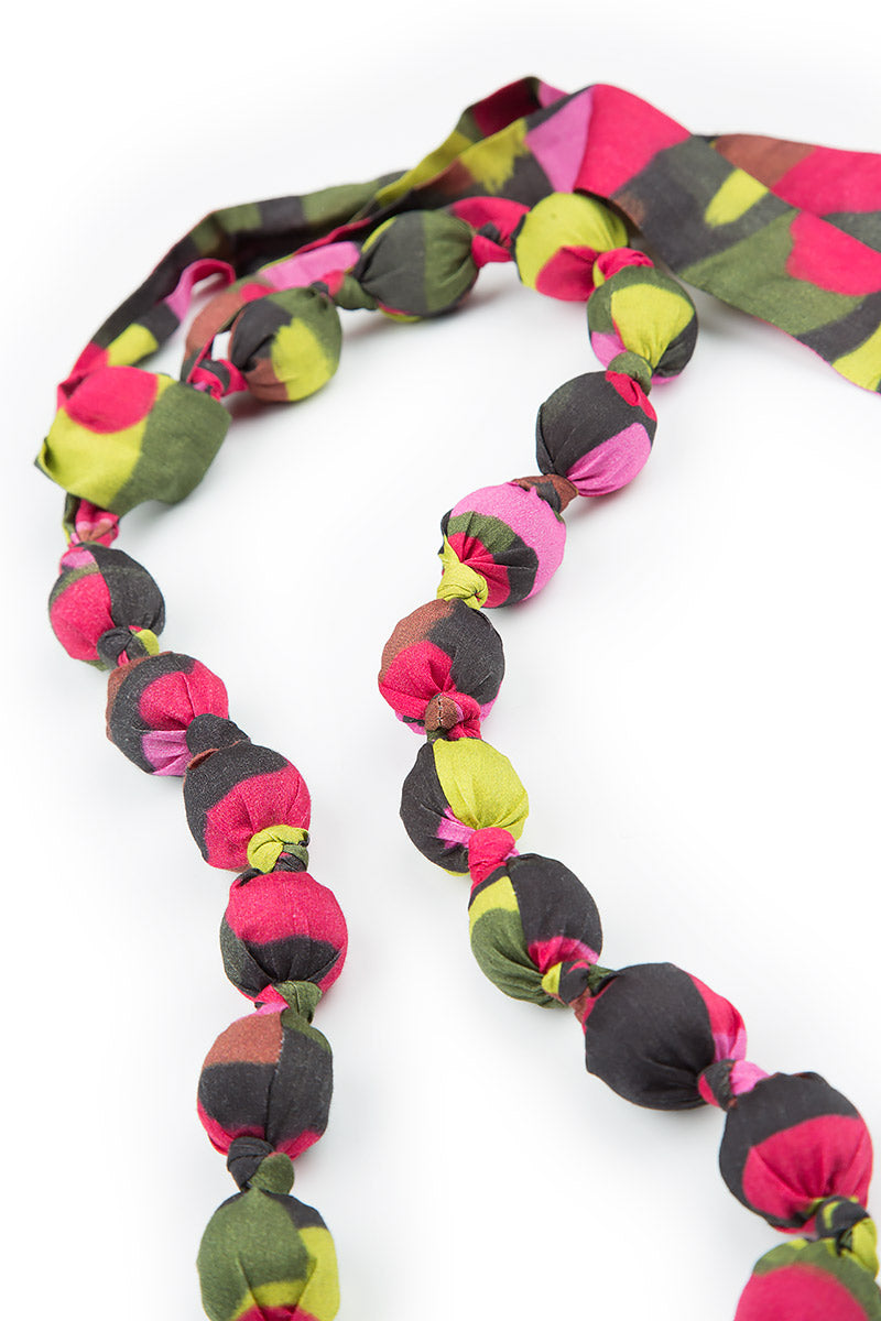 Paint Mosaic Silk Bamboo Bead Necklace 5